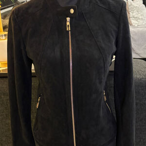 Ivanka Black Faux Suede Moto Jacket (Size Small)